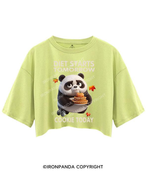 DIET STARTS TOMORROW COOKIE TODAY PANDA CROP TOPS