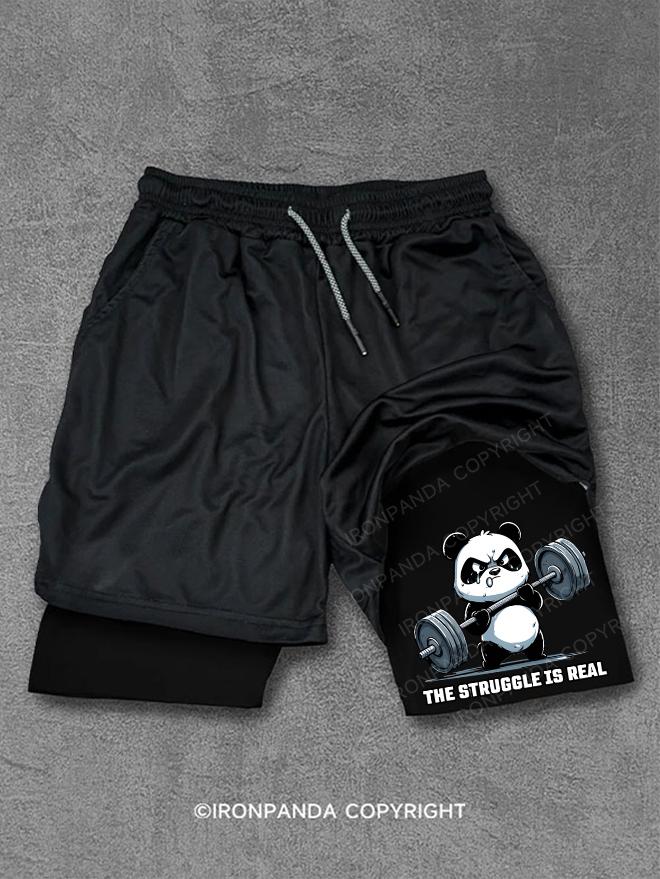 The Struggle Is Real Panda Weightlifting Performance Training Shorts