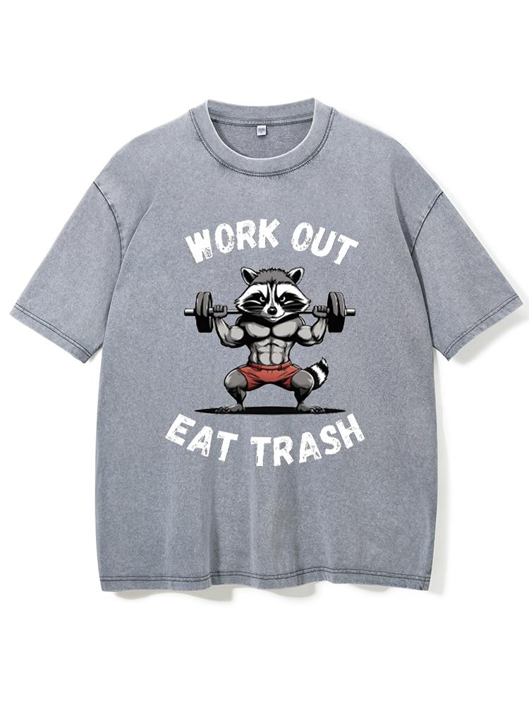 Work Out Eat Trash Washed Gym Shirt