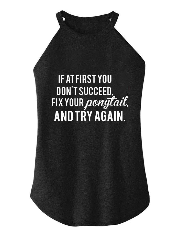 fix your ponytail and try again TRI ROCKER COTTON TANK