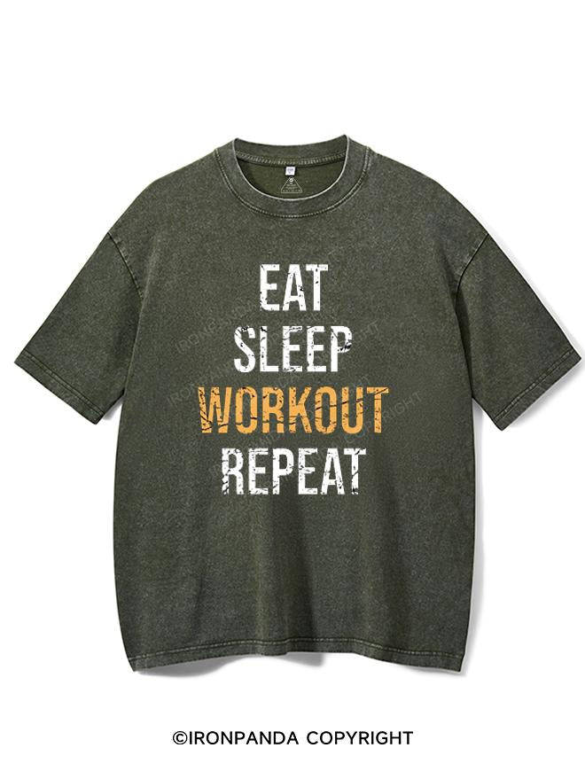 EAT SLEEP WORKOUT REPEAT VINTAGE GYM SHIRT