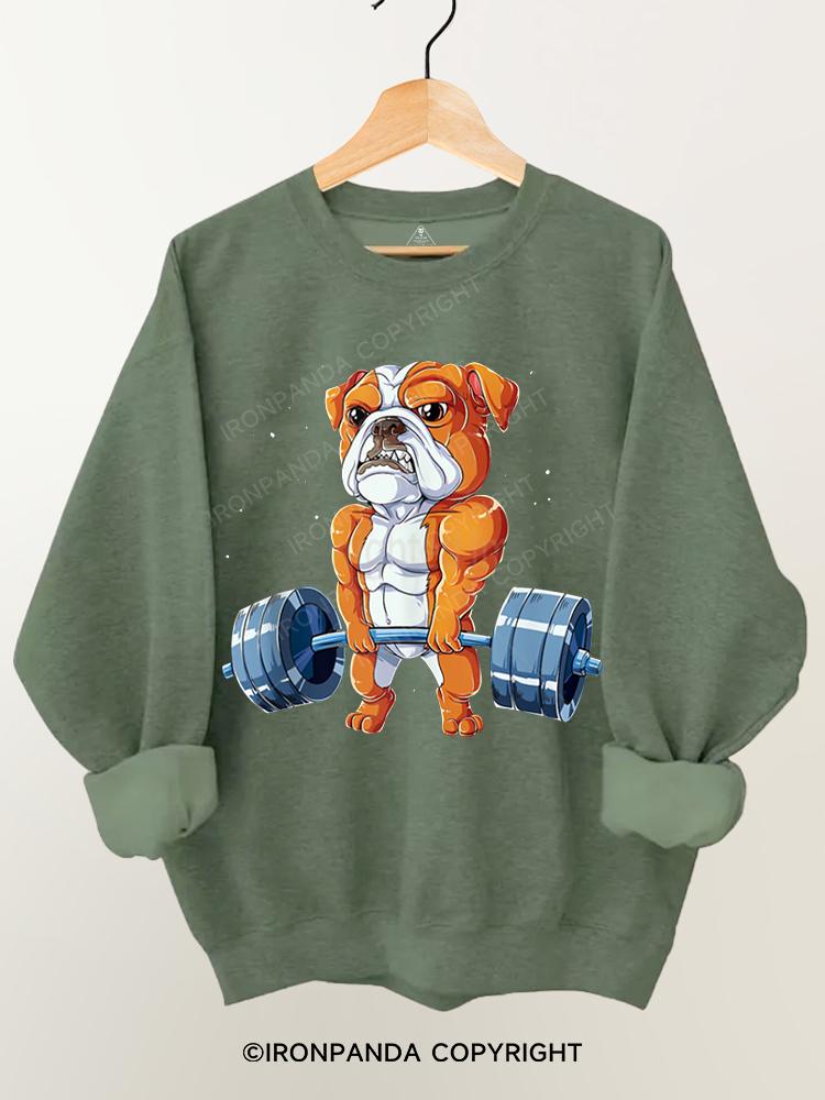 English Bulldog Weightlifting Gym Sweatshirt