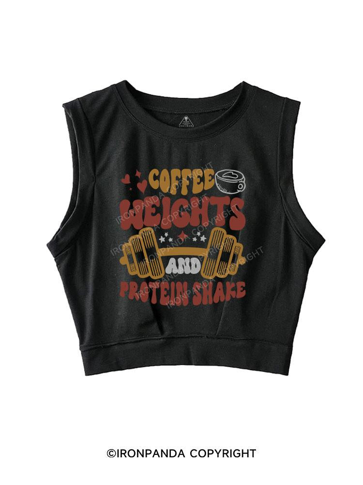 Coffee Weight and Protein Shake SLEEVELESS CROP TOPS