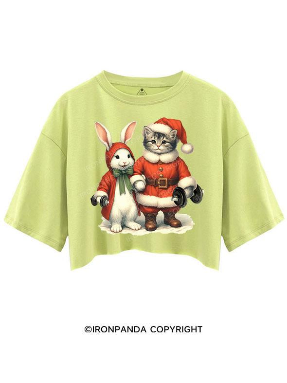 SANTA CAT, XMAS BUNNY, GYM BEASTS CROP TOPS