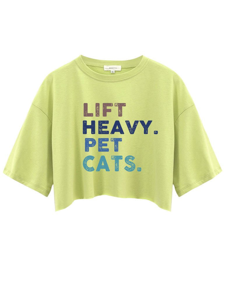 Colorful lift heavy pet cats Crop Tops