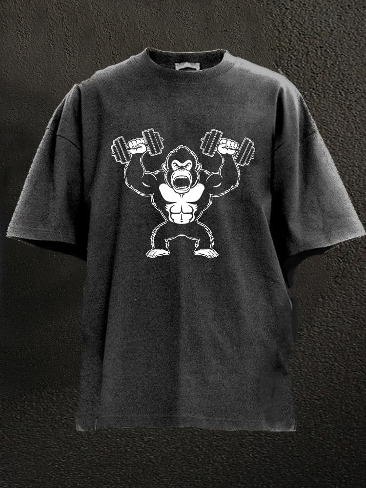 Funny Gym Gorilla Washed Gym Shirt