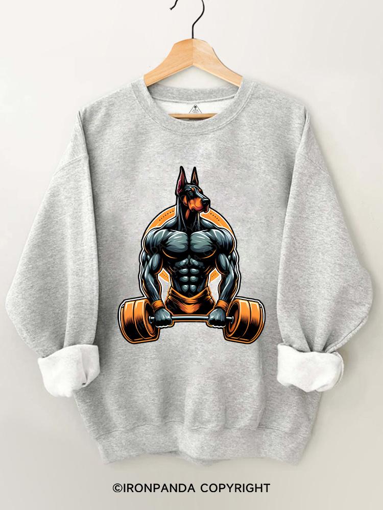 Doberman Weightlifting Gym Sweatshirt