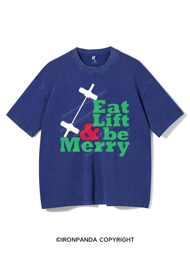 EAT LIFT & BE MERRY VINTAGE GYM SHIRT