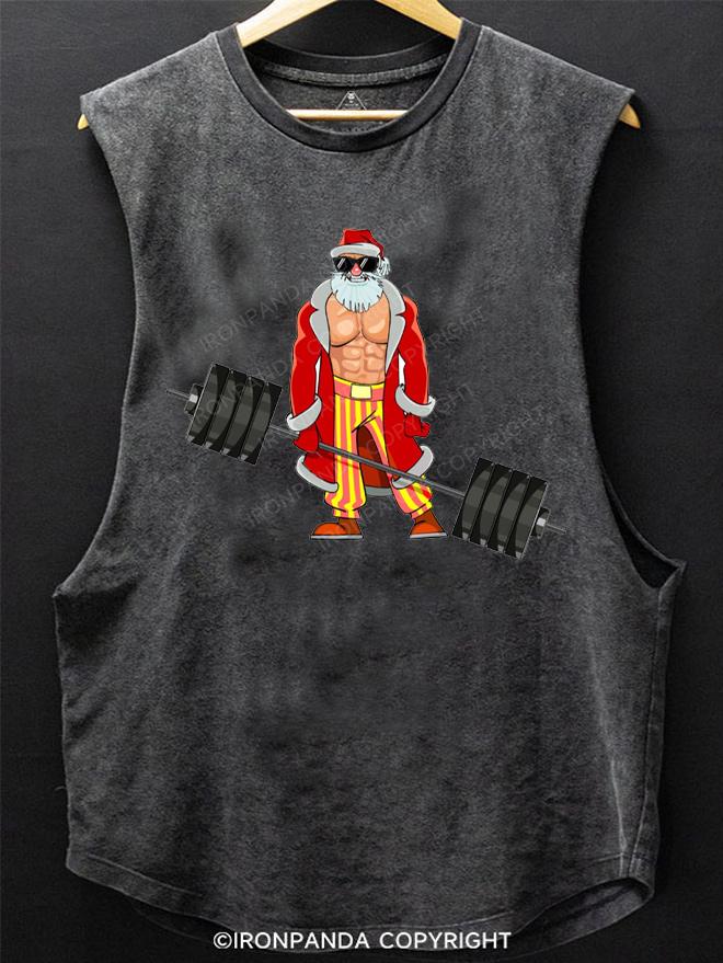 Santa Weightlifting Christmas SCOOP BOTTOM COTTON TANK