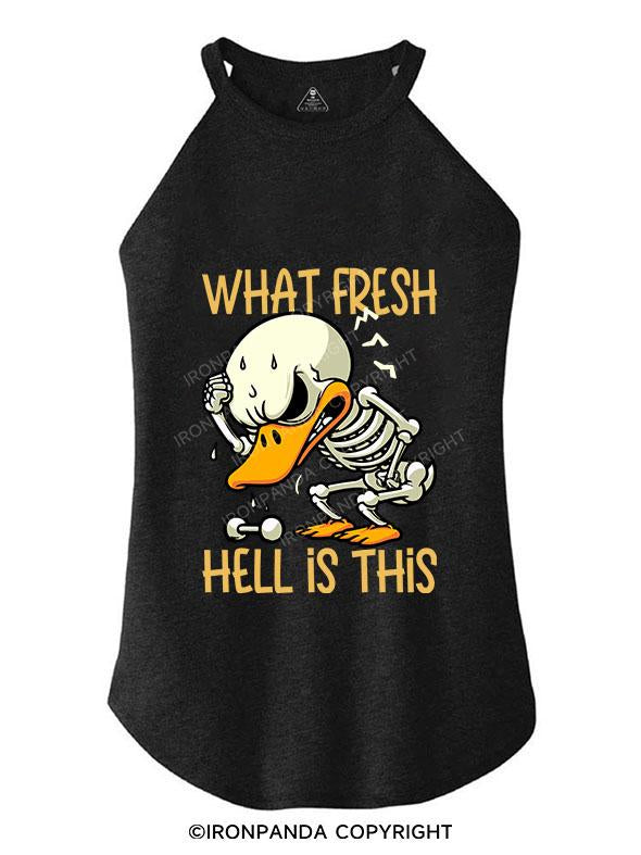 WHAT FRESH HELL IS THIS TRI ROCKER COTTON TANK