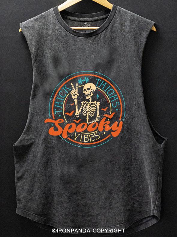 THICK THIGHS SPOOKY VIBES SCOOP BOTTOM COTTON TANK