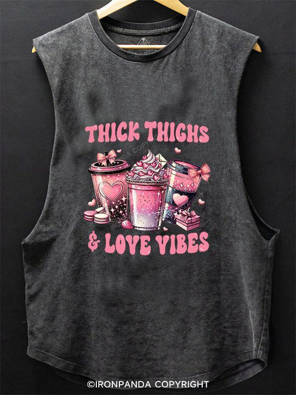 THICK THIGHS & LOVE VIBES SCOOP BOTTOM COTTON TANK