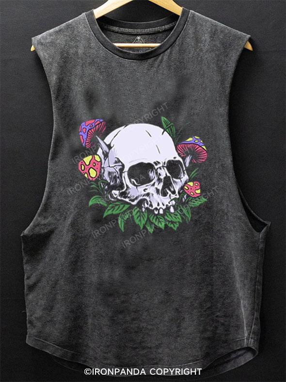 SKELETON LOST IN A MUSHROOM WONDERLAND SCOOP BOTTOM COTTON TANK