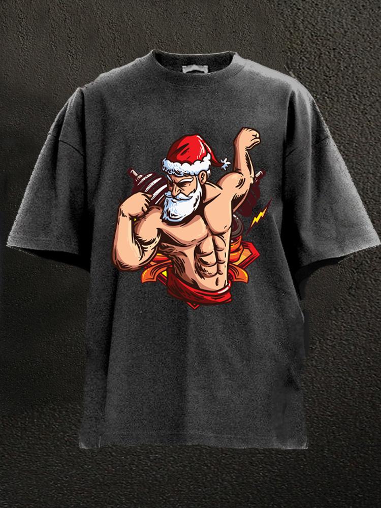 fitness santa claus Washed Gym Shirt