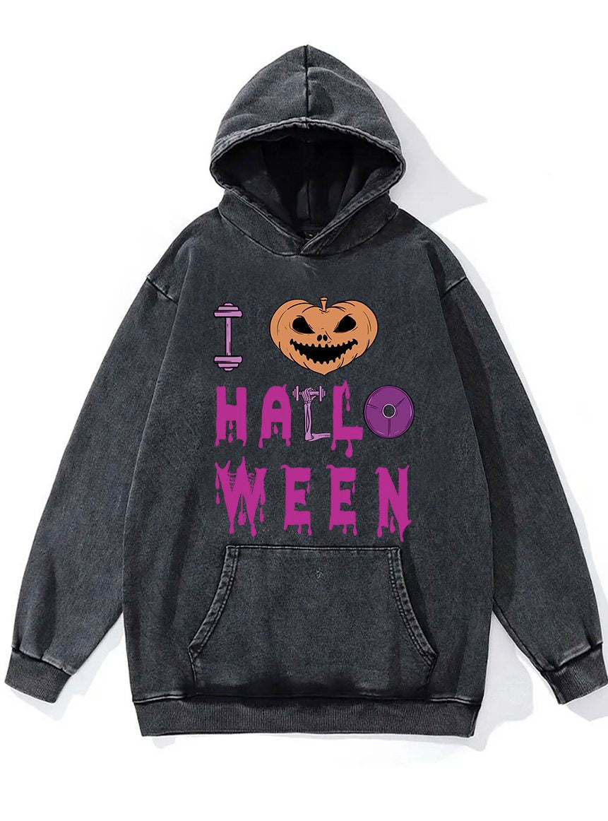 I Love Halloween Washed Gym Hoodie