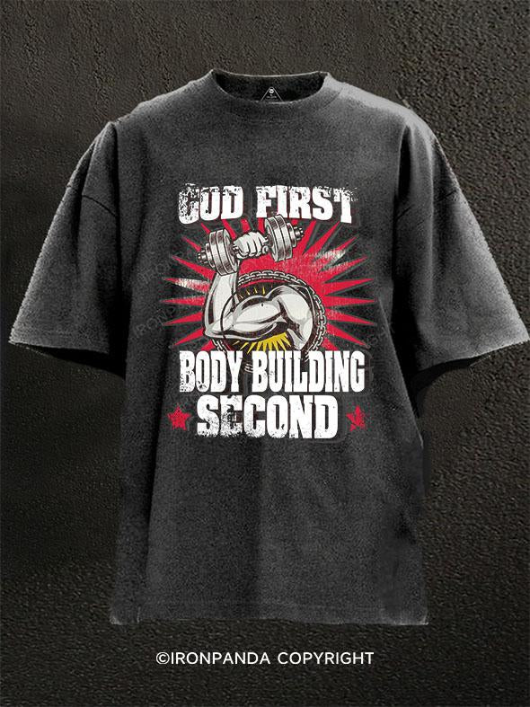 God First Body Building Second Washed Gym Shirt