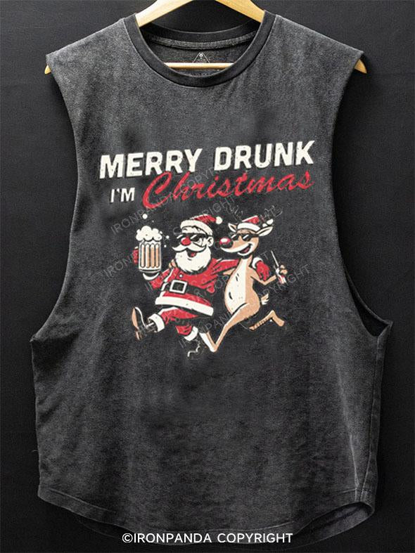 MERRY DRUNK I'M CHRISTMAS SCOOP BOTTOM COTTON TANK