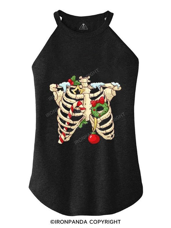 A CHRISTMAS SKELETON TRI ROCKER COTTON TANK