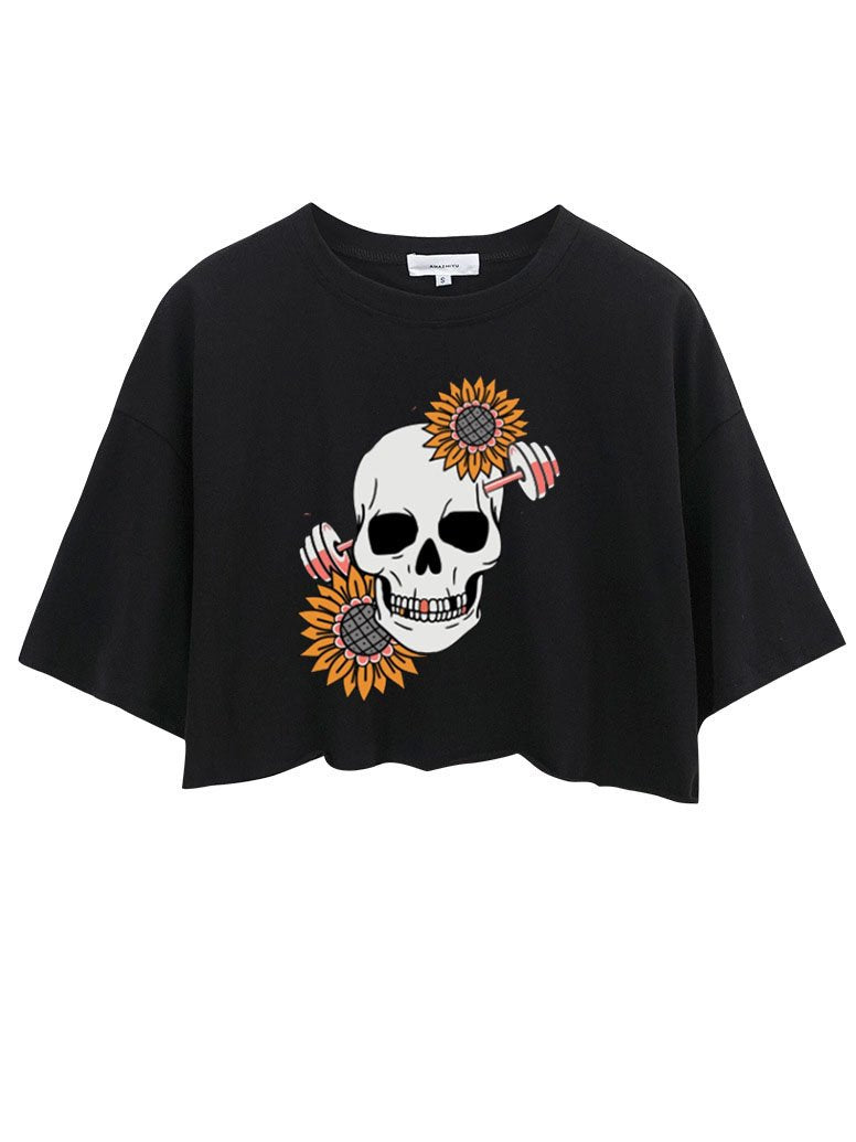 SKELETON IRON CROP TOPS