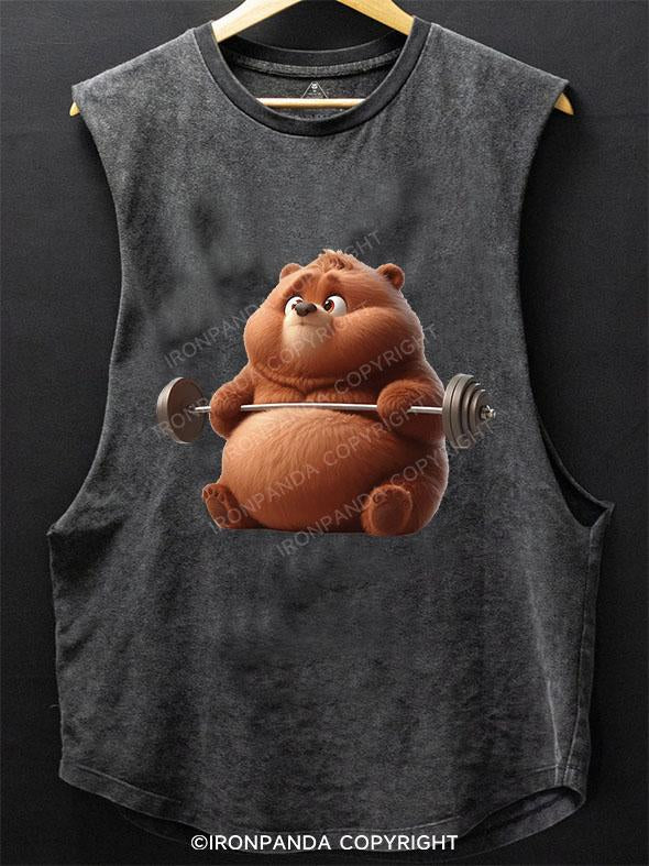 SWOLE BROWN BEAR ON THE GRIND SCOOP BOTTOM COTTON TANK