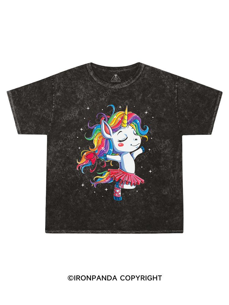 Ballet Dancer Unicorn Kids Washed T-Shirt