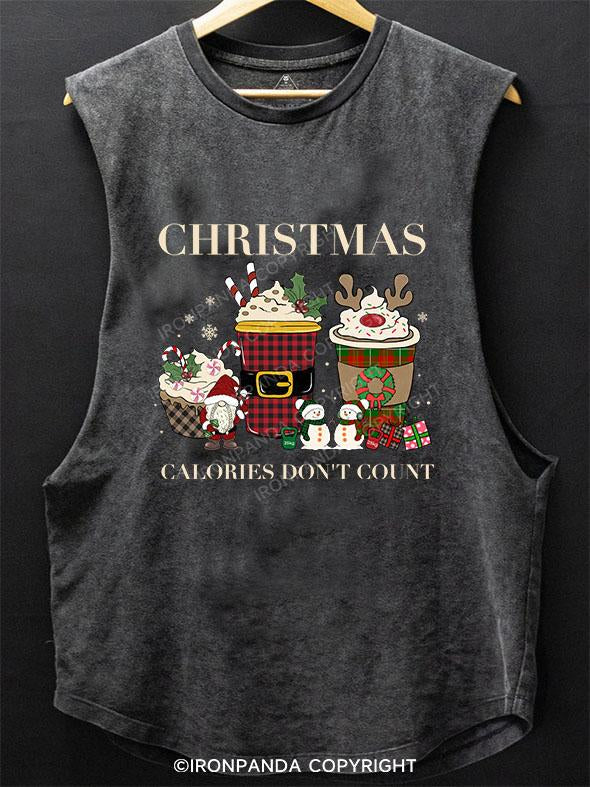 CHRISTMAS CALORIES DON'T COUNT SCOOP BOTTOM COTTON TANK