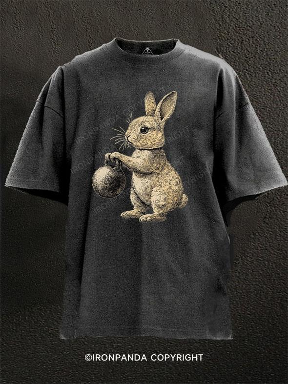 Rabbit kettlebell Washed Gym Shirt