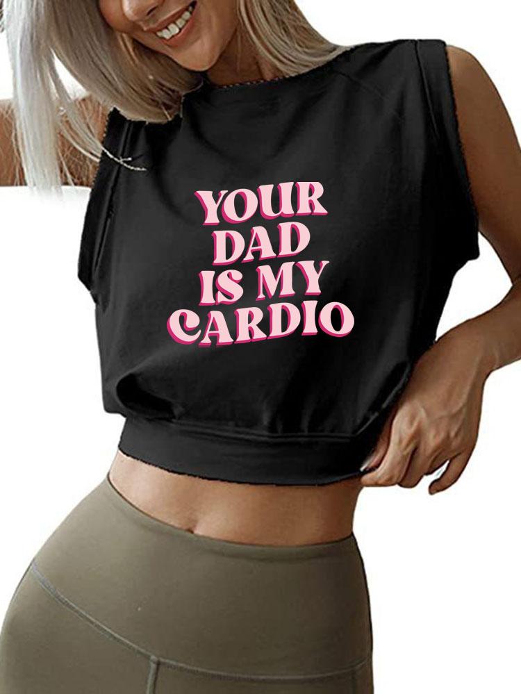 PINK YOUR DAD IS MY CARDIO SLEEVELESS CROP TOPS