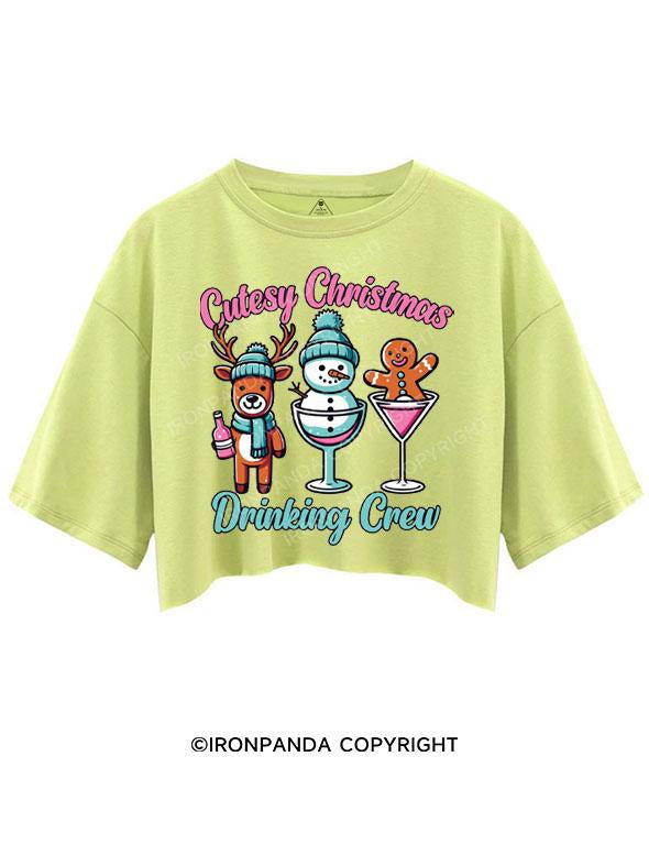 CUTESY CHRISTMAS DRINKING CREW CROP TOPS