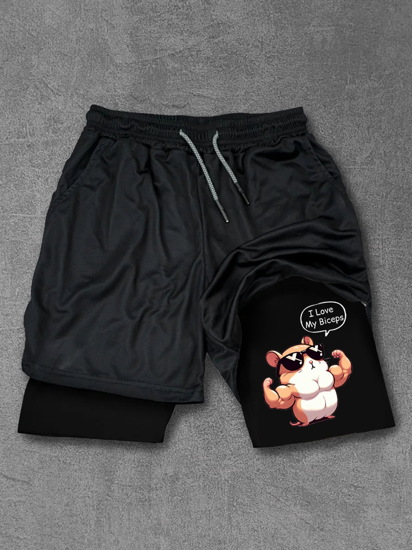 Big Biceps Cute Hamster Performance Training Shorts