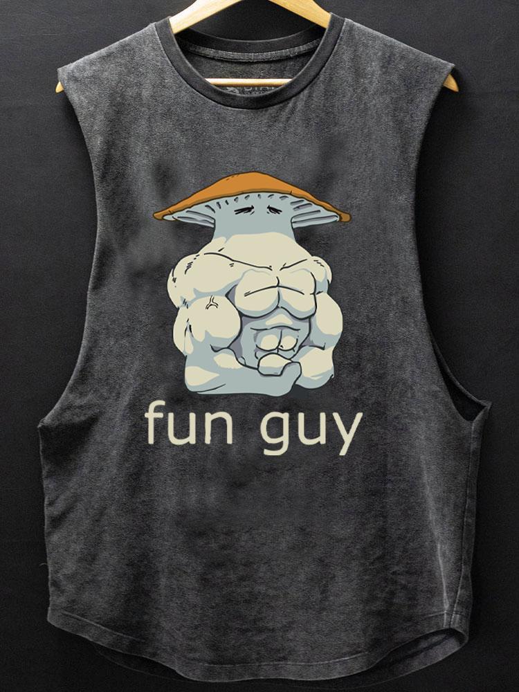 fun guy bodybuilder mushroom SCOOP BOTTOM COTTON TANK