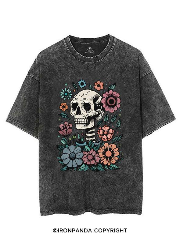 SKELETON WITH FLOWER VINTAGE GYM SHIRT