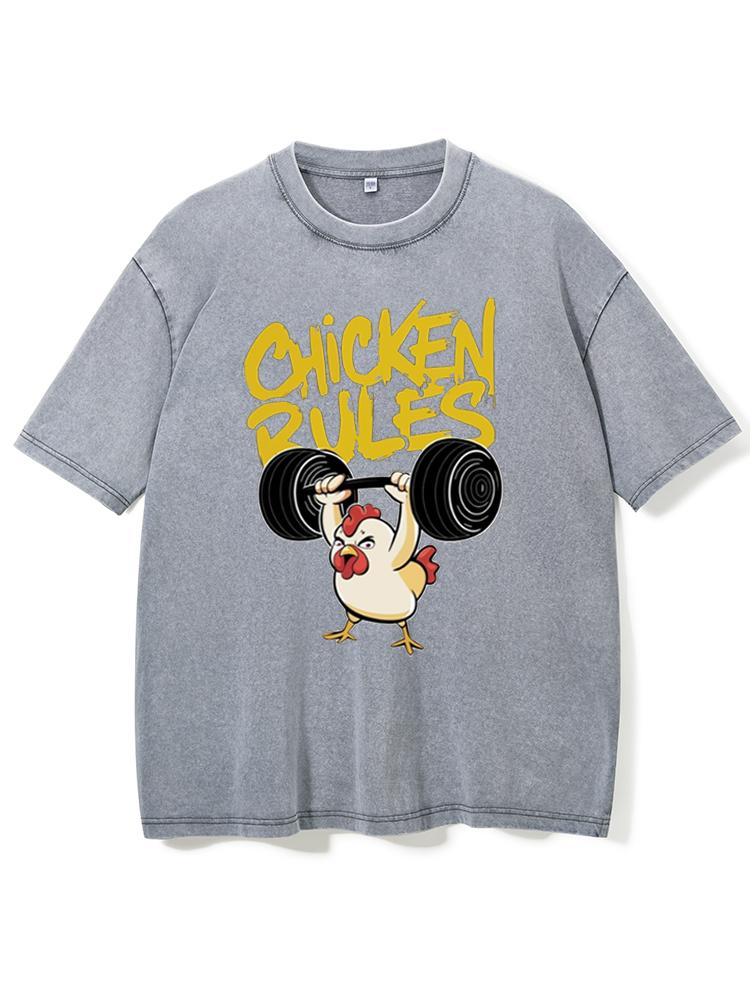 Chicken Rules Washed Gym Shirt