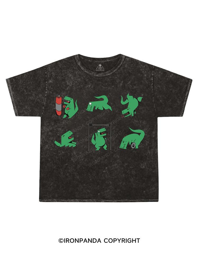 T-Rex Hates Gym Kids Washed T-Shirt