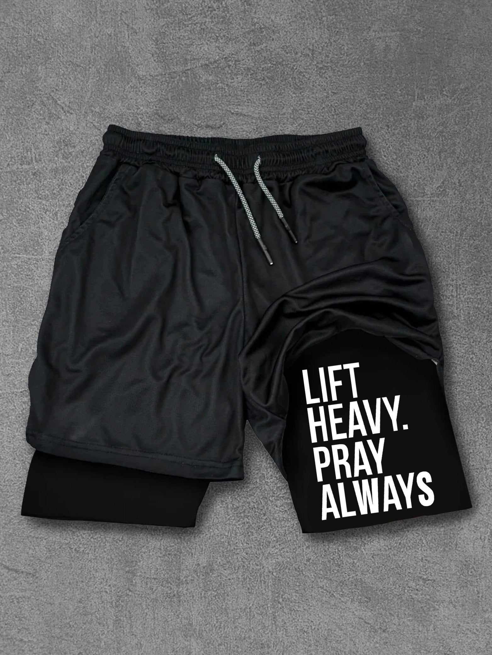 lift heavy pray always Performance Training Shorts