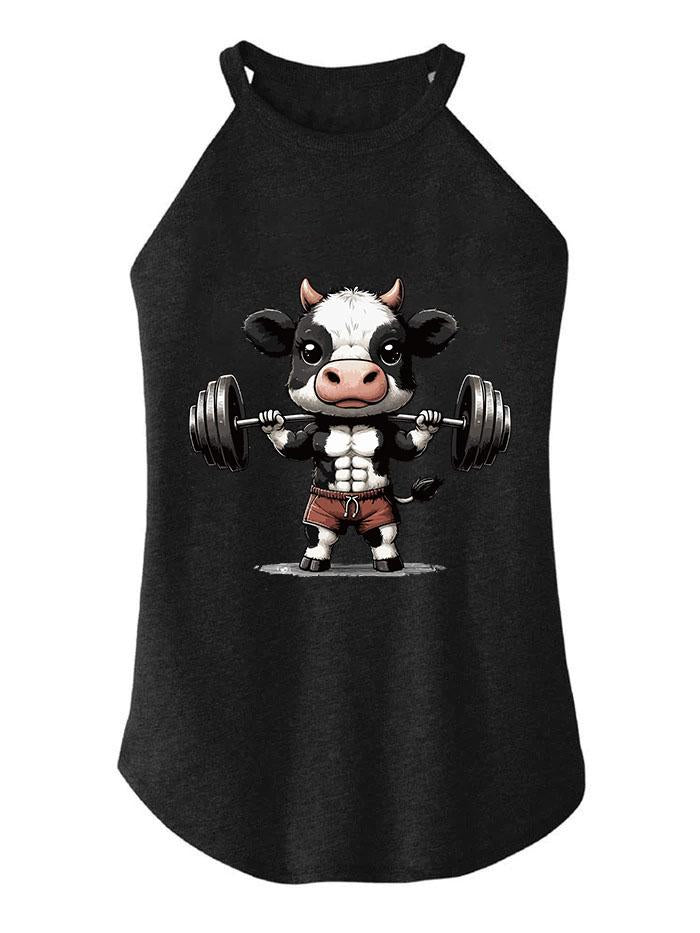 Cow weightlifting TRI ROCKER COTTON TANK