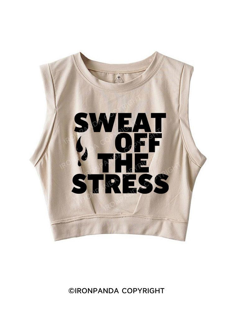 SWEAT OFF THE STRESS SLEEVELESS CROP TOPS