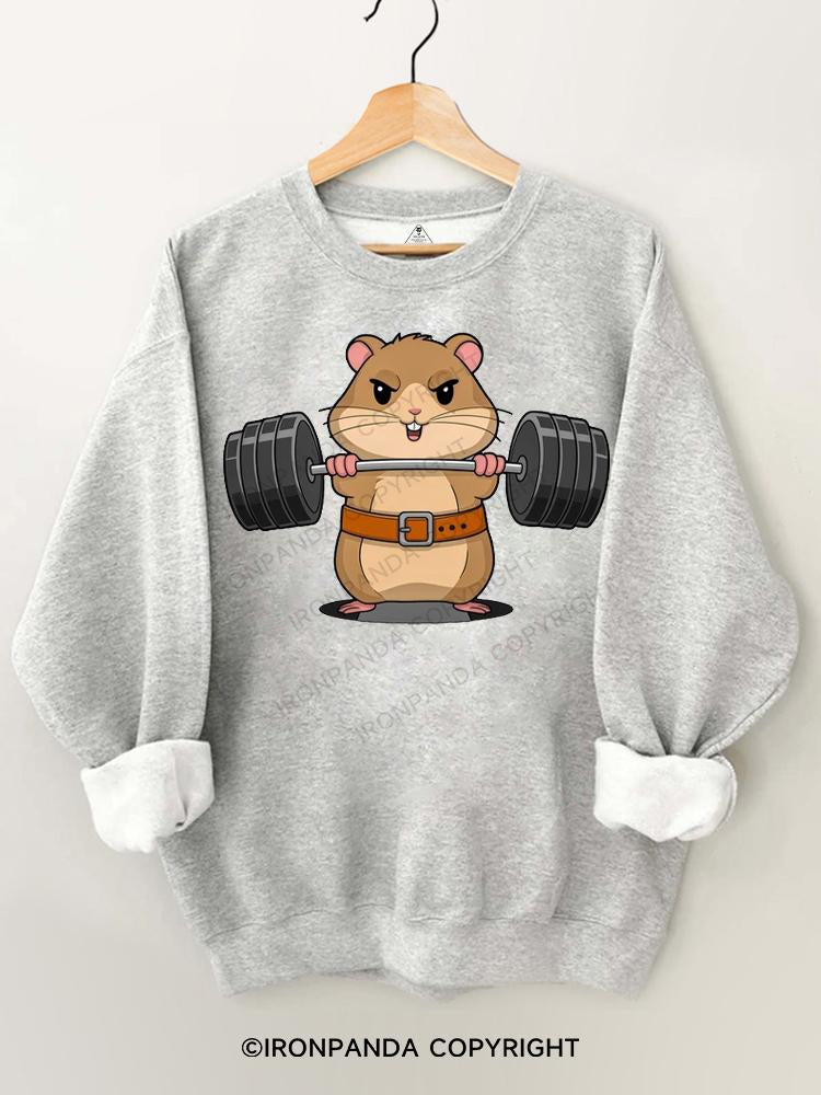 Cute Hamster Weightlifting Gym Sweatshirt