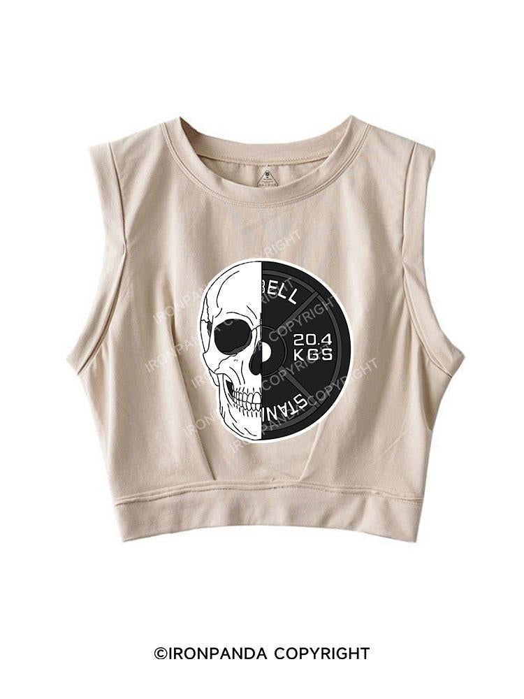 SKELETON BARBELL WEIGHT PLATES SLEEVELESS CROP TOPS