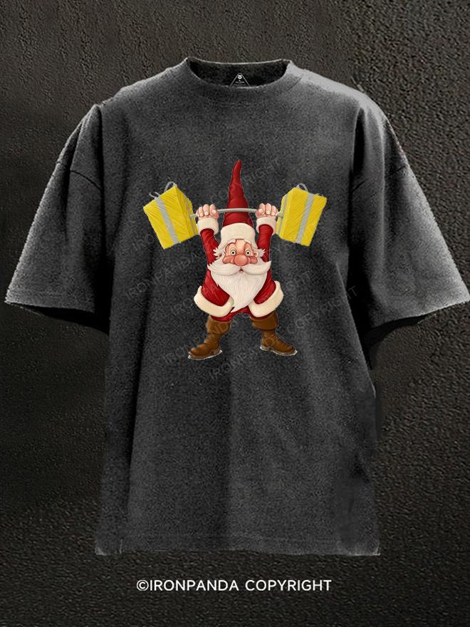 Santa Claus holding gifts Washed Gym Shirt