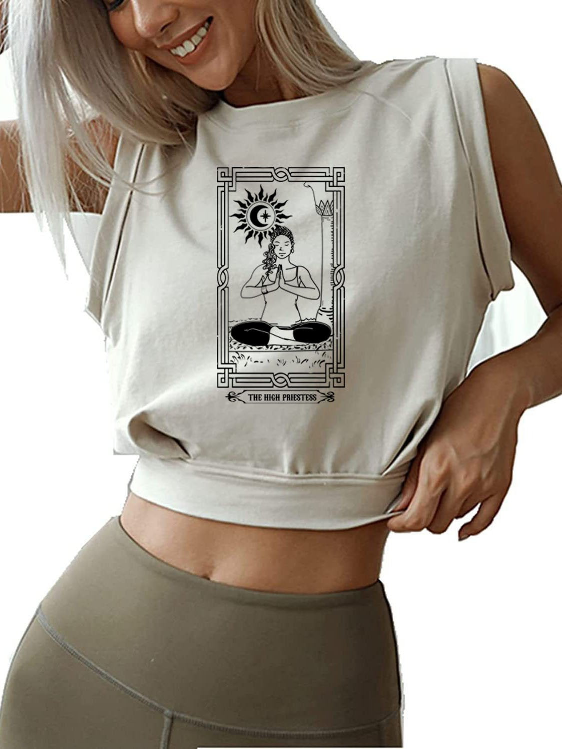 TAROT CARD THE HIGH PRIESTESS SLEEVELESS CROP TOPS