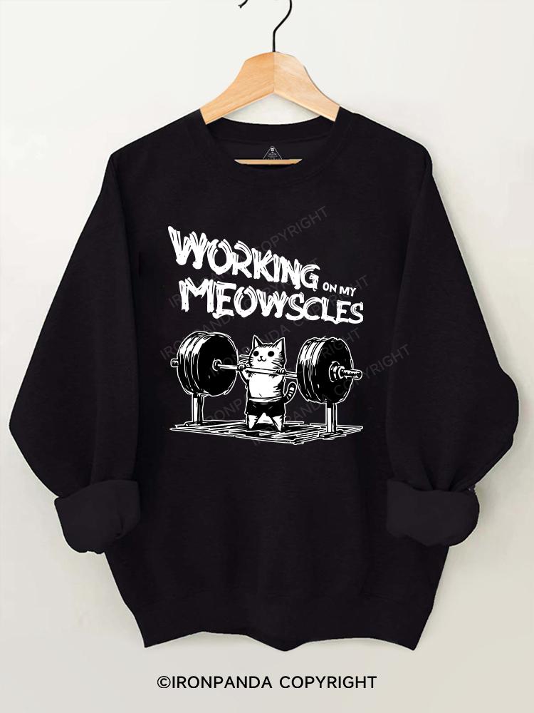 Working on My Meowscles Gym Sweatshirt