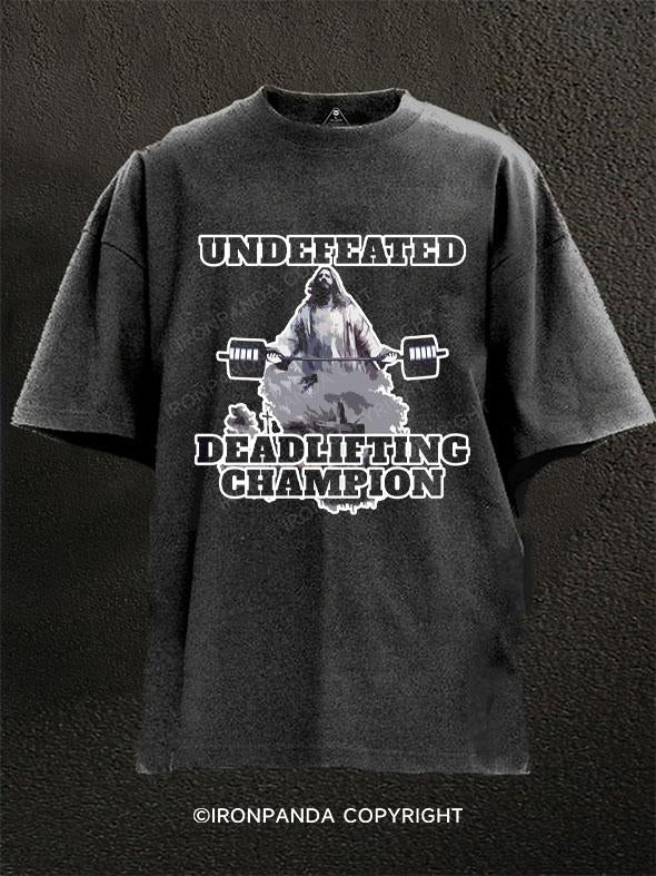 Undefeated Deadlifting Washed Gym Shirt