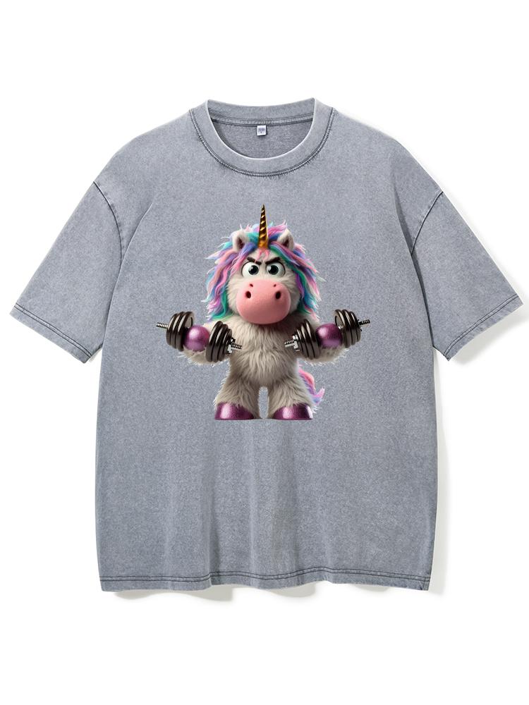 Unicorn Weightlifting Washed Gym Shirt