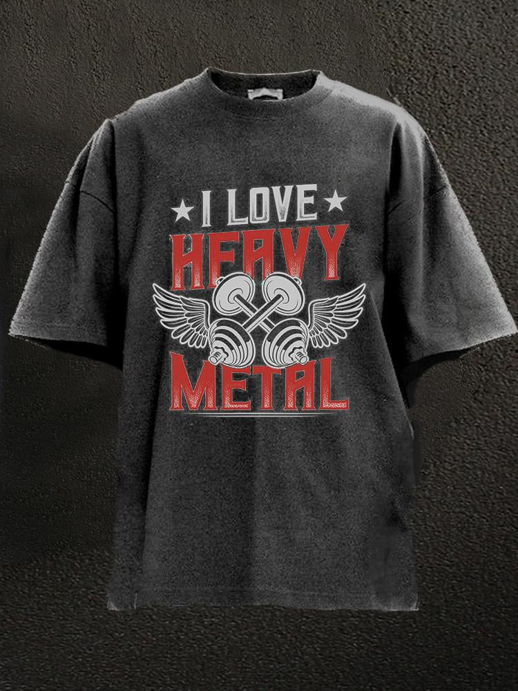 I Love Heavy Metal Washed Gym Shirt