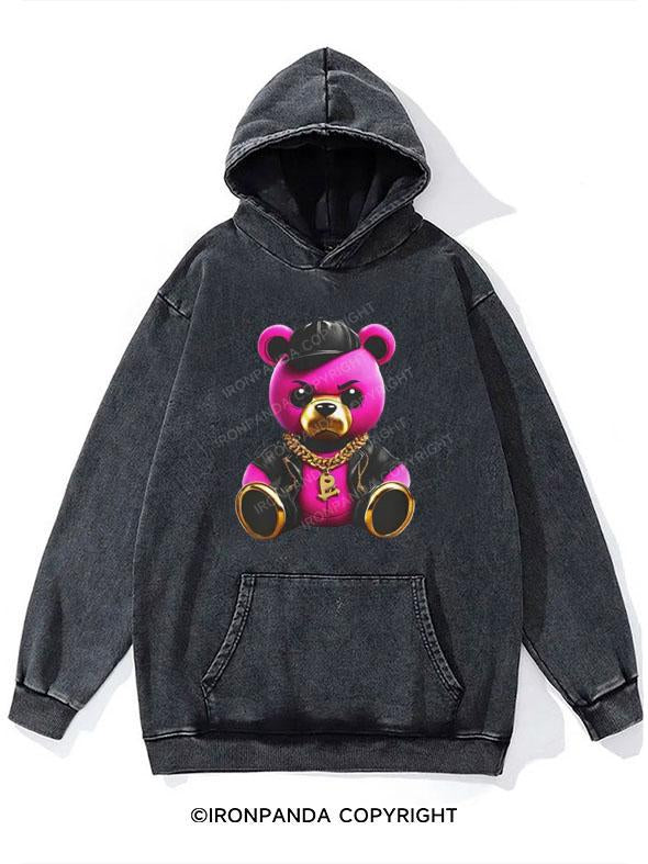 Bear Hip-Hop Washed Gym Hoodie