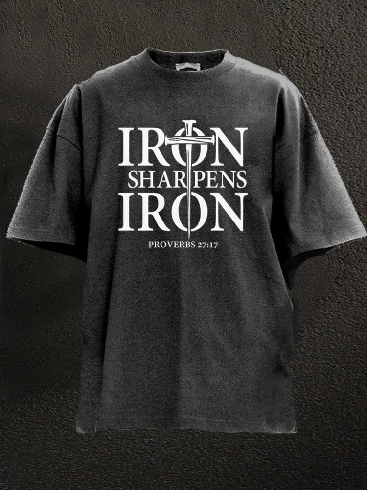 iron sharpens iron Washed Gym Shirt