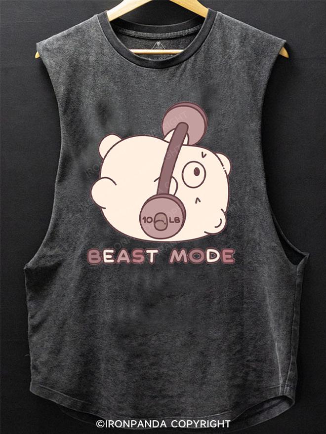 Beast Mode Exercise Bear SCOOP BOTTOM COTTON TANK