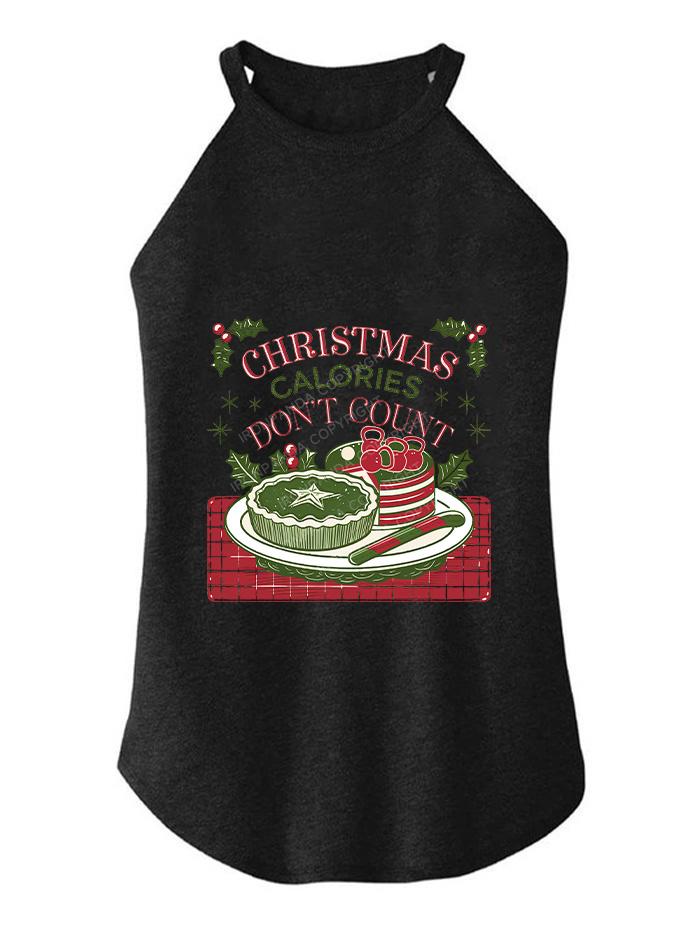 CHRISTMAS CALORIES DONT COUNT TRI ROCKER COTTON TANK