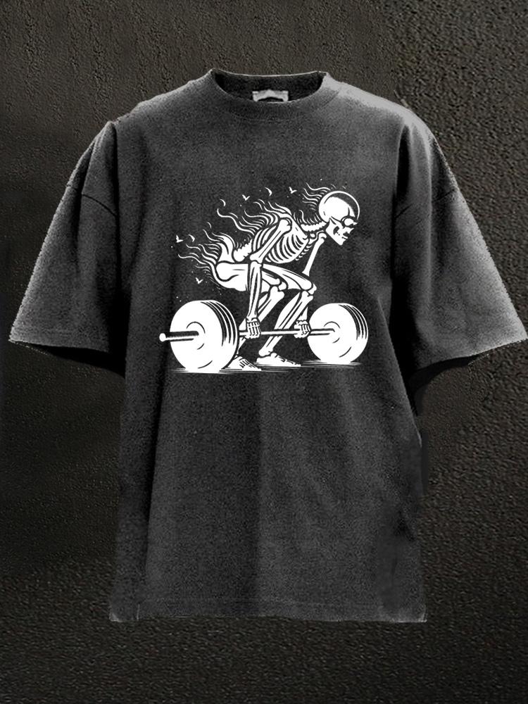 skeleton deadlift Washed Gym Shirt